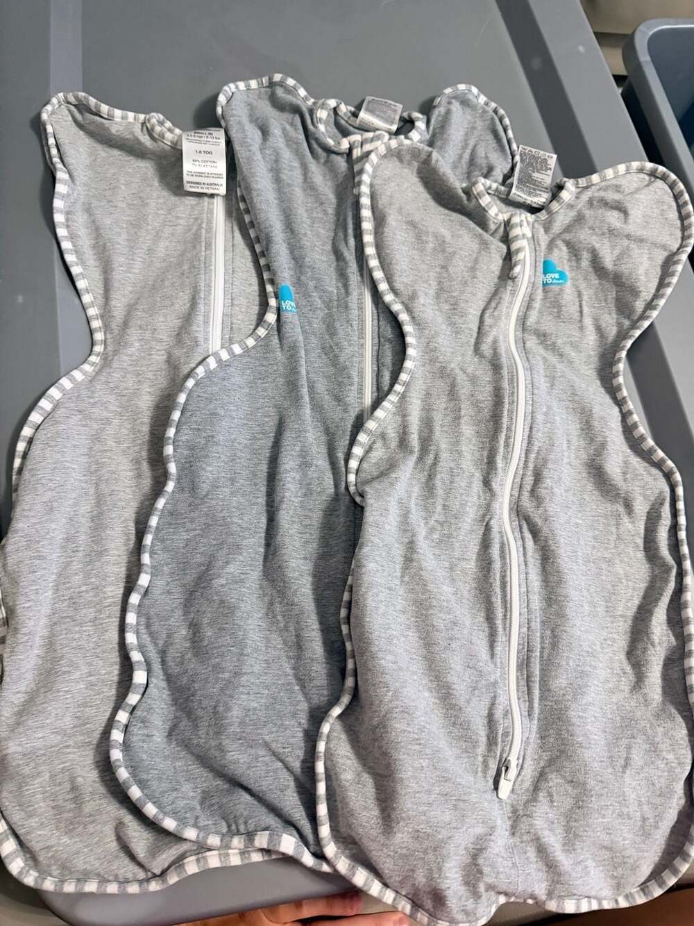 Love To Dream Swaddle Up Original Newborn Small Grey Cotton Lot of 3